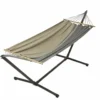 Set support et hamac MetaliK coloris anthracite taupe en métal et polypropylène Jobek Hamacs - 300 x 140 x 95 cm