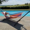 Set support et hamac Metalik coloris multicolore en métal et polypropylène Jobek Hamacs - 300 x 100 x 95 cm