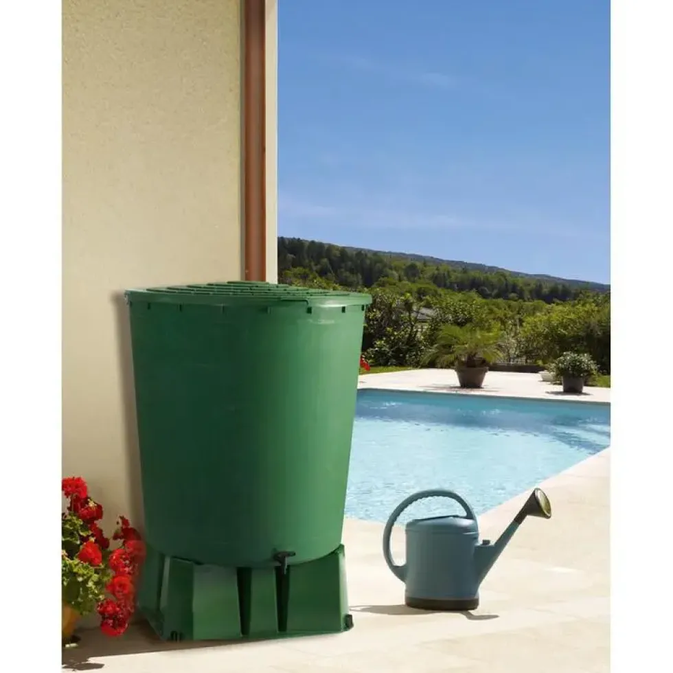 Socle vert pour récupérateur à eau rond Bellijardin - 200/350 litres