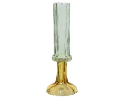 Soliflore en verre vert et jaune - Ø 9 x H 25,5 cm