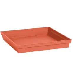 Soucoupe carrée en plastique coloris terre battue EDA Toscane - 26,7 x 26,7 x 3,8 cm