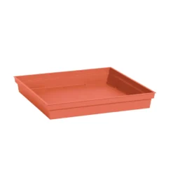 Soucoupe carrée en plastique coloris terre battue EDA Toscane - 40 x 40 x 5,9 cm