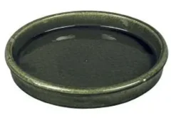 Soucoupe en grès émaillé Dripping vert Passion for Pottery Shanghaï - Ø 40 cm