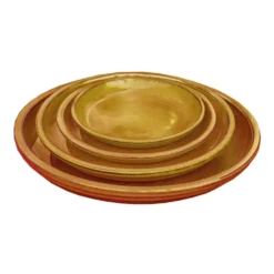 Soucoupe en terre cuite émaillée jaune miel Poterie du Bousquet Costa - Ø 38 x H 3,8 cm