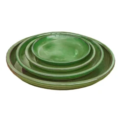 Soucoupe en terre cuite émaillée verte Poterie du Bousquet Costa - Ø 38 x H 3,8 cm