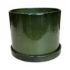 Soucoupe pour pot cylindrique coloris vert en métal recyclé - 28,5 x 28,5 x 3,5 cm
