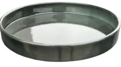 Soucoupe pour pot évasé coloris gris en métal recyclé - 28 x 28 X 3,25 cm
