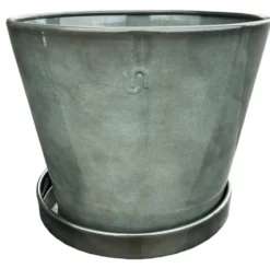 Soucoupe pour pot évasé coloris gris en métal recyclé - 28 x 28 X 3,25 cm
