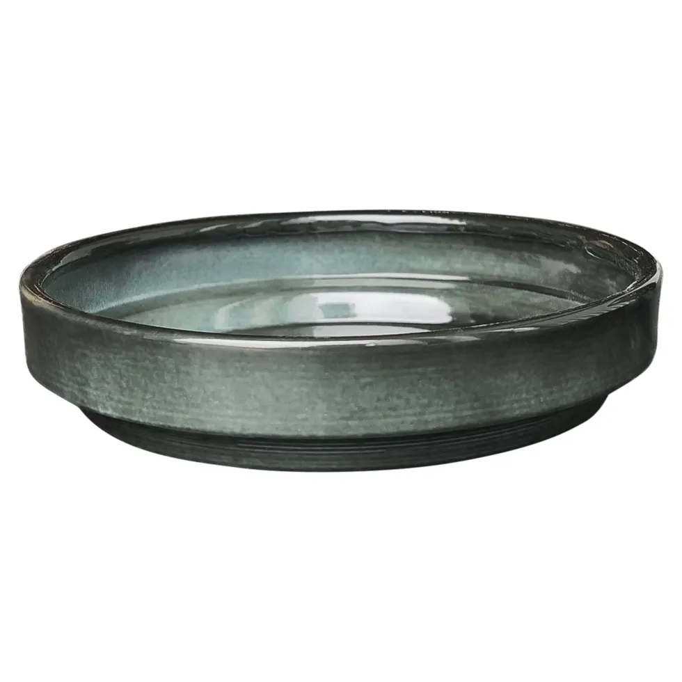 Soucoupe ronde en métal recyclé coloris gris océan vif Upcycle Conique - Ø 15 x H 3 cm