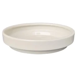 Soucoupe ronde en métal recyclé coloris crème Upcycle Conique - Ø 15 x H 3 cm