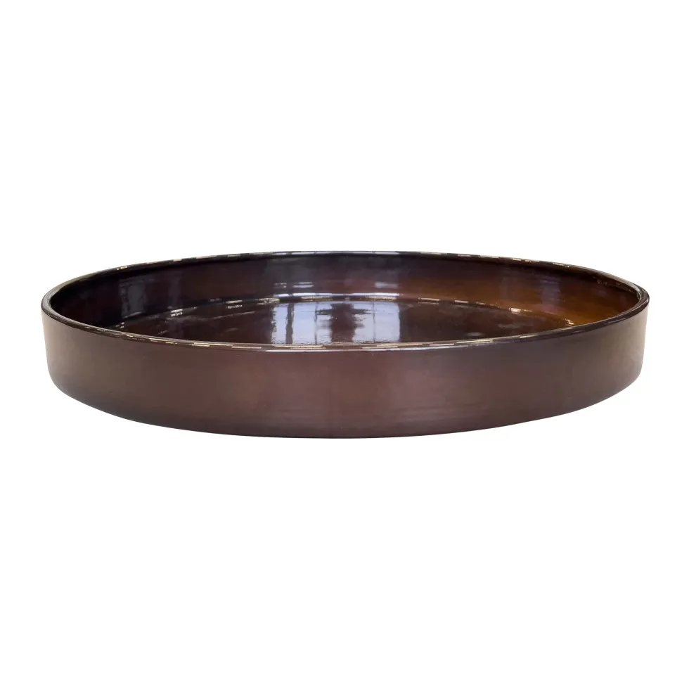 Soucoupe ronde en métal recyclé coloris brun flambé Upcycle Cylindre - Ø 33 x H 4 cm