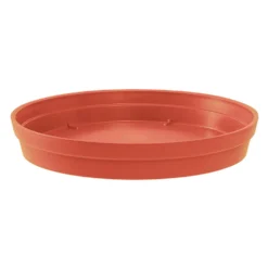 Soucoupe ronde en plastique coloris terre battue EDA Toscane - Ø 22,5 x H 3,8 cm