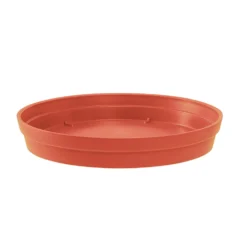 Soucoupe ronde en plastique coloris terre battue EDA Toscane - Ø 18,5 x H 3,6 cm