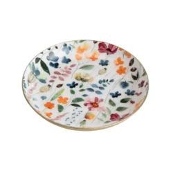 Sous-verres en métal blanc à fleurs multicolores x 4 - 10 x 3 cm