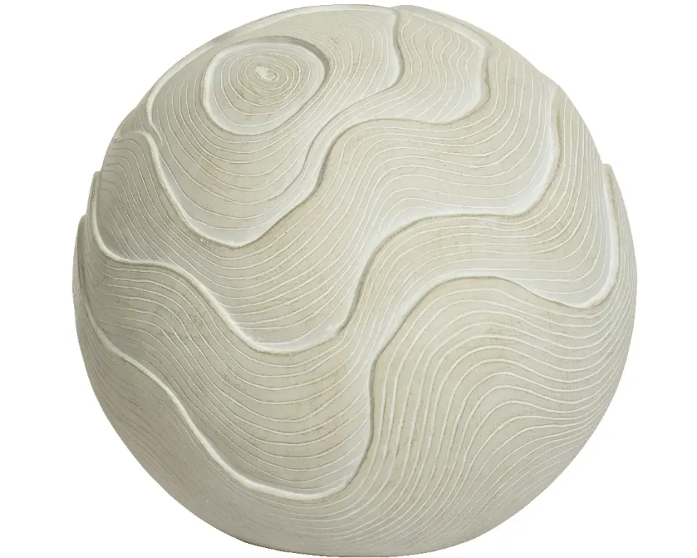 Statue cylindrique en fibre argile coloris blanc cassé Decoris - 51 x 51 x 47,5 cm
