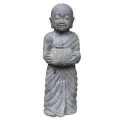 Statue de jardin Moine debout avec pot H 60 cm
