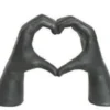 Statue en polymagnesium anthracite/argent forme mains et cœur - 16 x 47 x 33 cm