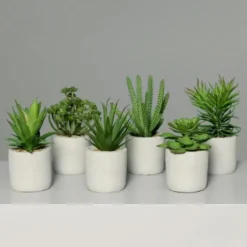 Succulente artificielle en pot béton - 14/20 cm