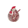 Sucrier en grès rouge et blanc forme Poule Adèle - 15 x 12 x 12 cm