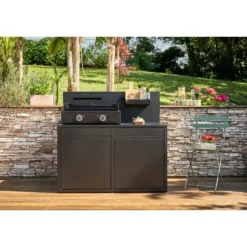 Support cuisine fermé en acier noir forme comptoir de bar Forge Adour - 120 x 97,2 x 112,5 cm