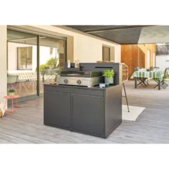 Support cuisine fermé en acier noir forme comptoir de bar Forge Adour - 120 x 97,2 x 112,5 cm