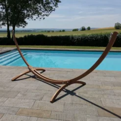 Support fixe pour hamac coloris beige en bois Jobek - 350 x 136,5 x 125 cm