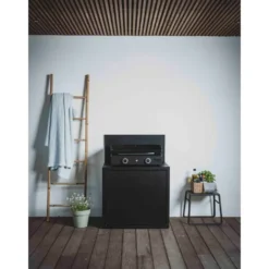 Support pour plancha coloris noir en acier - 80 x 60 x 109 cm