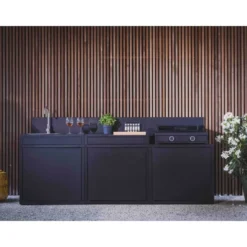 Support pour plancha coloris noir en acier - 80 x 60 x 109 cm