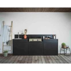 Support évier coloris noir en acier - 80 x 60 x 109 cm