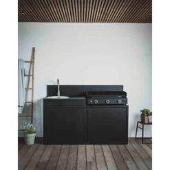 Support évier coloris noir en acier - 80 x 60 x 109 cm