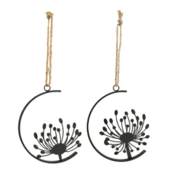 Suspension fleur coloris noir en métal - 19 x 1,5 x 24 cm
