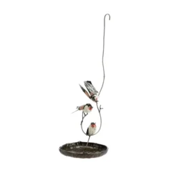 Suspension mangeoire ronde décor mésanges en métal recyclé Chouette & Co - 40 cm