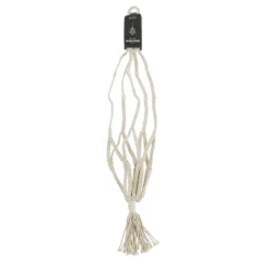 Suspension pour pot en macramé de coton recyclé coloris blanc cassé - Ø 15 x H 110 cm