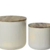Table appoint en fer beige crème T1 - Ø 48 x H 44 cm