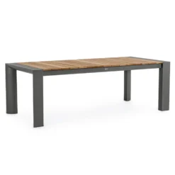 Table avec allonges Capucine coloris bois en aluminium et teck - 253/319/384 x 110 cm