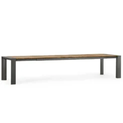 Table avec allonges Capucine coloris bois en aluminium et teck - 228/294 x 100 cm