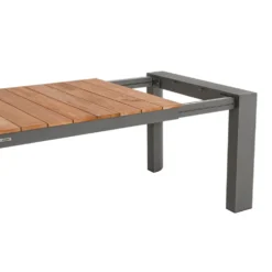 Table avec allonges Capucine coloris bois en aluminium et teck - 228/294 x 100 cm