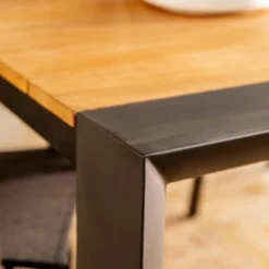 Table avec allonges Capucine coloris bois en aluminium et teck - 228/294 x 100 cm