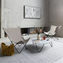 Table basse Cocoon ciment coloris noir en HPL Lafuma - 96 x 102 x 33 cm