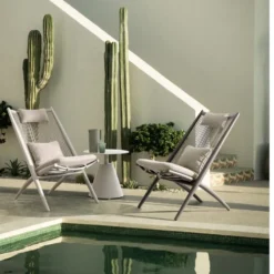 Table basse coloris sable en aluminium Bizzotto Aloha - Ø 50 x 49,5 cm