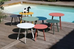 Table basse en acier coloris blanc Proloisirs Massaï -Ø50 x H43 cm