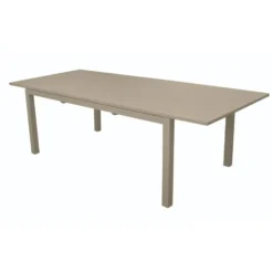 Table de jardin extensible en aluminium, couleur crème PROLOISIRS GENES - 160/240x100 cm