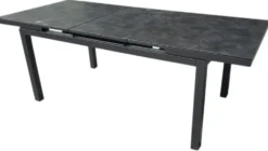 Table de jardin extensible en aluminium coloris noir et granite Carlina -160 à 210 x 90 x 76 cm