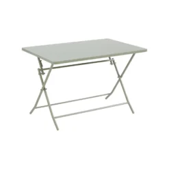 Table de jardin pliante Clivia coloris vert en acier - 110 x 70 x 71 cm