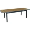 Table extensible en aluminium graphite/chêne, PROLOISIRS louisiane ii - 187/247x100cm