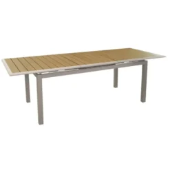 Table extensible en aluminium couleur crème/chêne PROLOISIRS Louisiane II - 187/247x100cm