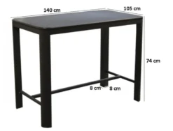 Table haute de jardin en aluminium, couleur graphite PROLOISIRS EOS - 140x105x74cm