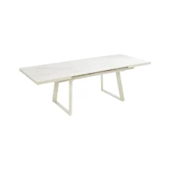 Table Malo avec allonge automatique coloris beige en aluminium et céramique - 180/240 x 100 cm