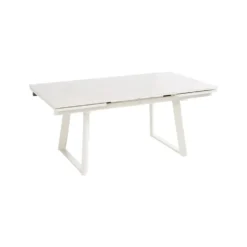 Table Malo avec 2 allonges et rails coloris beige en plastique - 180/230/280 x 100 cm