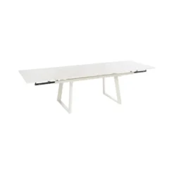 Table Malo avec 2 allonges et rails coloris beige en plastique - 180/230/280 x 100 cm